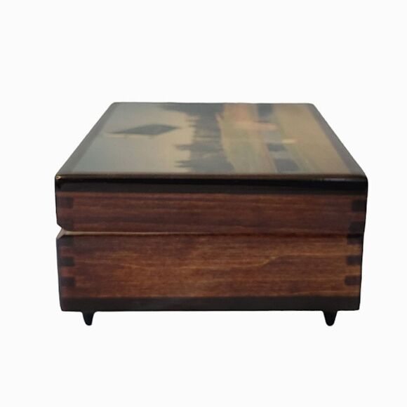 Vintage Reuge Wood Inlay High Gloss Musical Trinket Box Plays Fur Elise - Picture 5 of 9